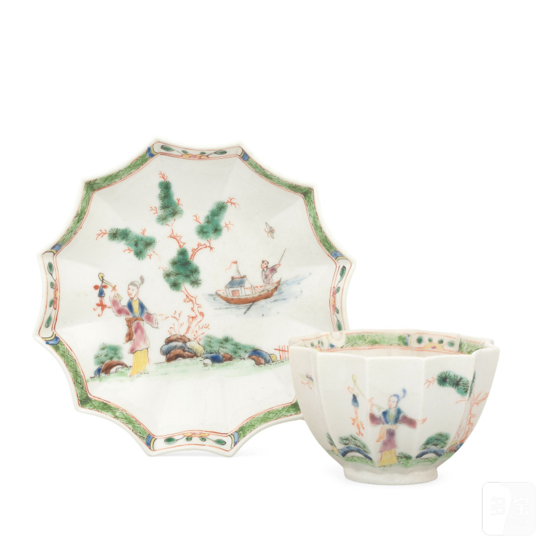 A rare Worcester twelve-sided teabowl and saucer, circa 1752 - 图3